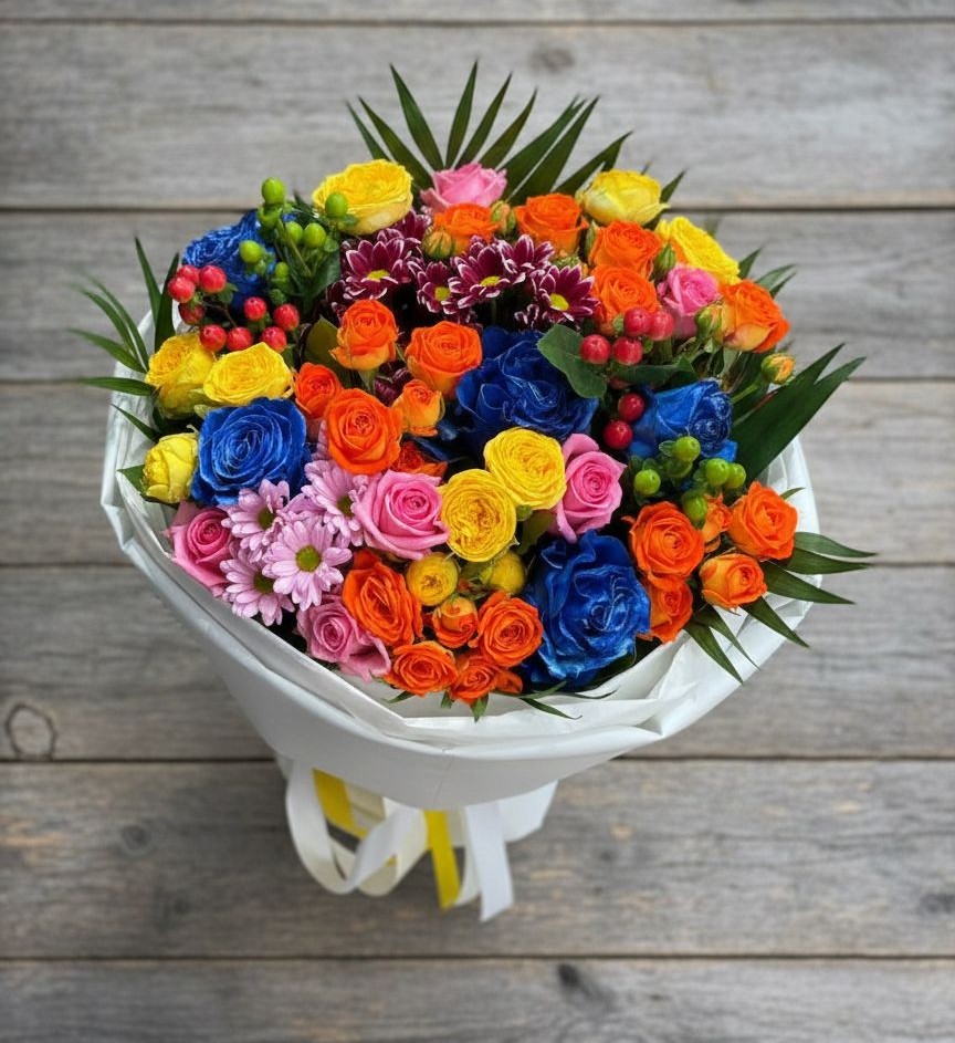 Букет цветов из: Розы и Хризантемы в Тимонино