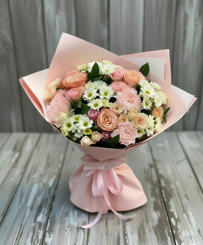 Букет цветов из: Гвоздики, Розы и Хризантемы в Тимонино