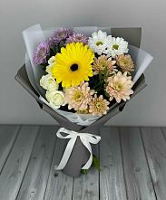Букет цветов из:  Розы, Герберы и Хризантемы в Тимонино