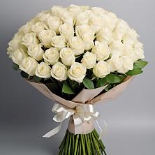 Букет 101 беля роза Белоснежка в Тимонино
