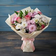 Букет цветов из:  Хризантемы, Альстромерии и Розы в Тимонино