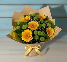 Букет цветов из:  Герберы и Хризантемы в Тимонино