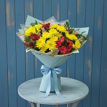 Букет цветов из:  Альстромерии и Хризантемы в Тимонино